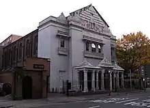 The Jain Centre, Leicester, England. A facade "clad with Māru-Gurjara ornamentation" on a former church.