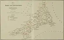 Image 21A map of camps and earthworks in Cornwall (from History of Cornwall)