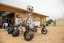 The full-scale engineering model of Perseverance, OPTIMISM rover