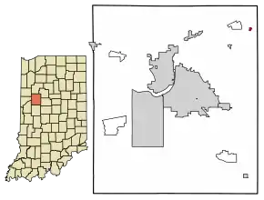 Location of Colburn in Tippecanoe County, Indiana.