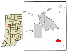 Location of Stockwell in Tippecanoe County, Indiana.