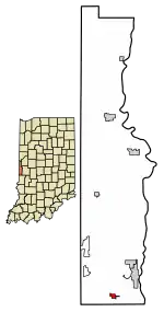 Location of Universal in Vermillion County, Indiana.