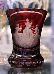 Two-layered cut Bohemian glass beaker from the 19th century
