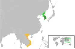 Map indicating locations of North Korea
and Vietnam