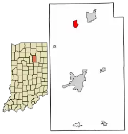 Location of Laketon in Wabash County, Indiana.
