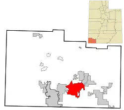Location in Washington County and the state of Utah