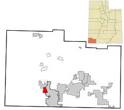 Location in Washington County and the state of Utah