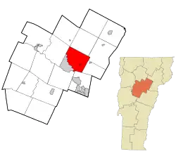 Location in Washington County and the state of Vermont