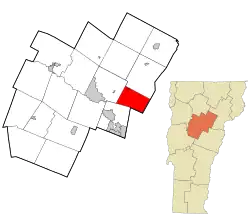 Location in Washington County and the state of Vermont