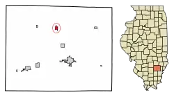 Location of Cisne in Wayne County, Illinois.