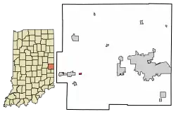 Location of East Germantown in Wayne County, Indiana.