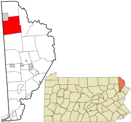 Location in Wayne County and the state of Pennsylvania.