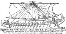 Egyptian ship, 1250 BC Egyptian ship on the Red Sea, showing a board truss being used to stiffen the beam of this ship