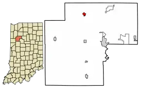 Location of Monon in White County, Indiana.
