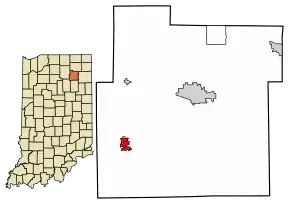 Location of South Whitley in Whitley County, Indiana.