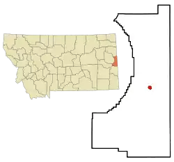Location of Wibaux, Montana