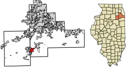 Location of Braidwood in Will County, Illinois.