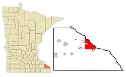 Location of the city of Winonawithin Winona Countyin the state of Minnesota