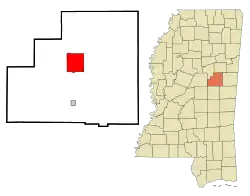 Location of Louisville, Mississippi