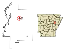 Location of Patterson in Woodruff County, Arkansas.