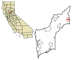 Location of Camptonville in Yuba County, California.