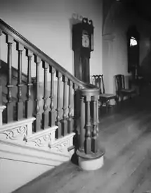 Mahogany staircase.