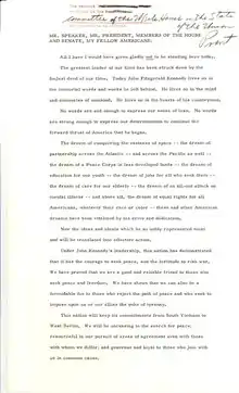 Manuscript of the speech in the National Archives and Records Administration